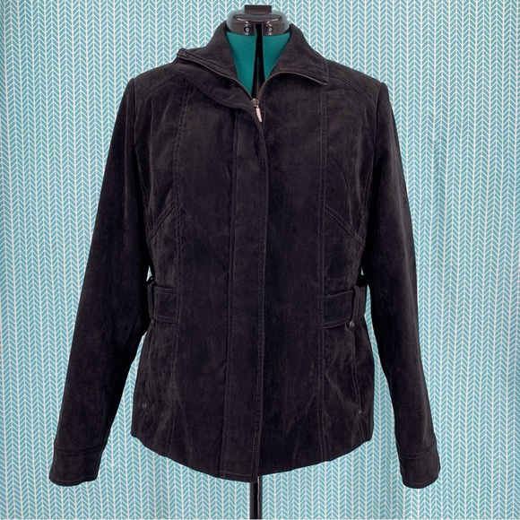 Click Collection Black Microsuede Zipper Closure Jacket, 12 - Picture 5 of 16